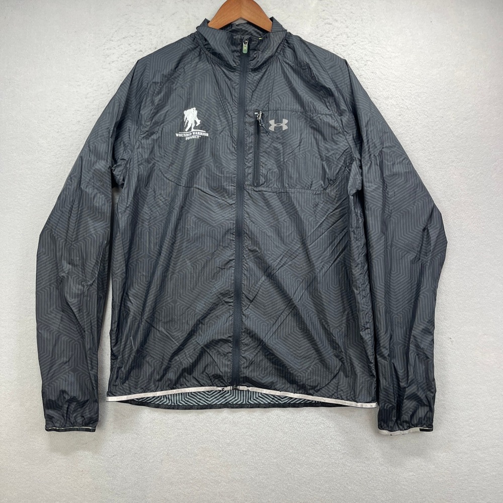 Wounded Warrior Project Under Armour Windbreaker Mens XL Black Infrared Coldgear
